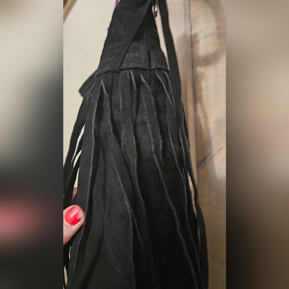 FOREVER 21 Genuine leather suede fringe mini skirt In Black.Size 29 NWT - Picture 5 of 10